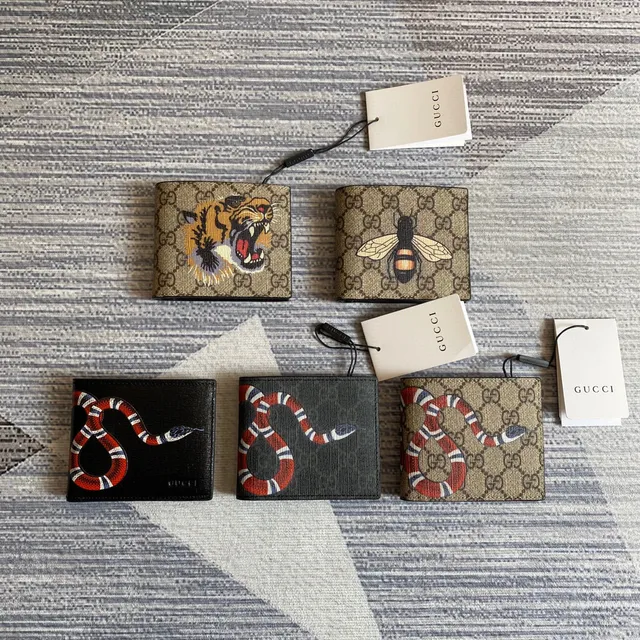 Gucci Kingsnake Print Noir Saffiano Leather Portefeuille Court 2