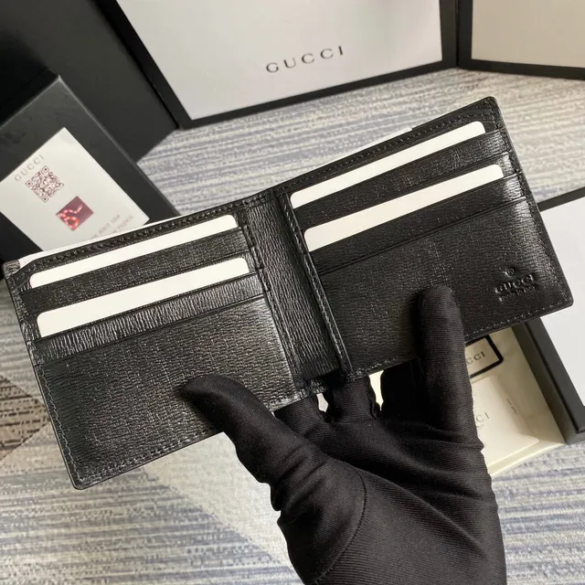 Gucci Kingsnake Print Noir Saffiano Leather Portefeuille Court 5