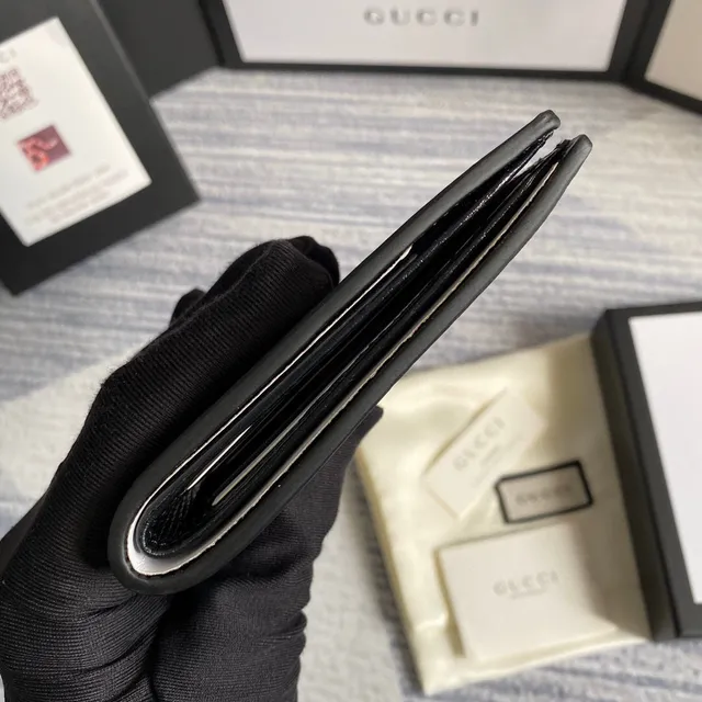 Gucci Kingsnake Print Noir Saffiano Leather Portefeuille Court 8
