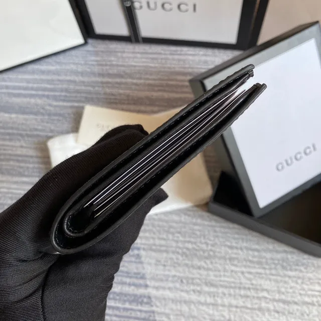 Gucci Kingsnake Print Noir Saffiano Leather Portefeuille Court 16