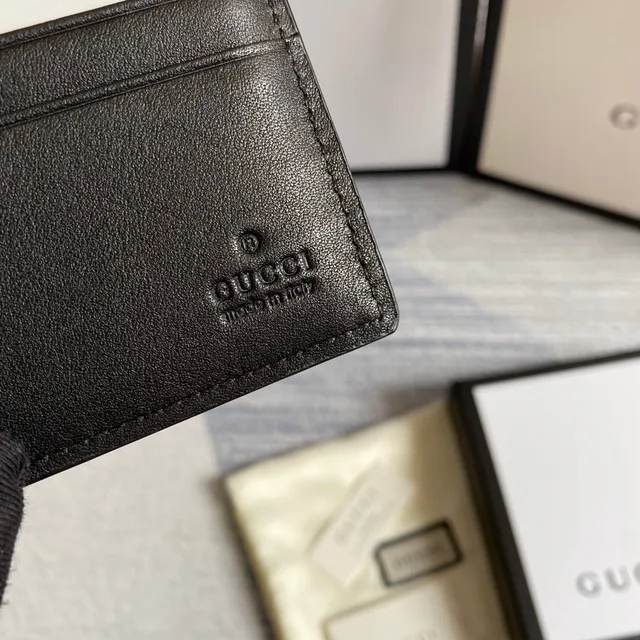 Gucci Kingsnake Print Noir Saffiano Leather Portefeuille Court 22