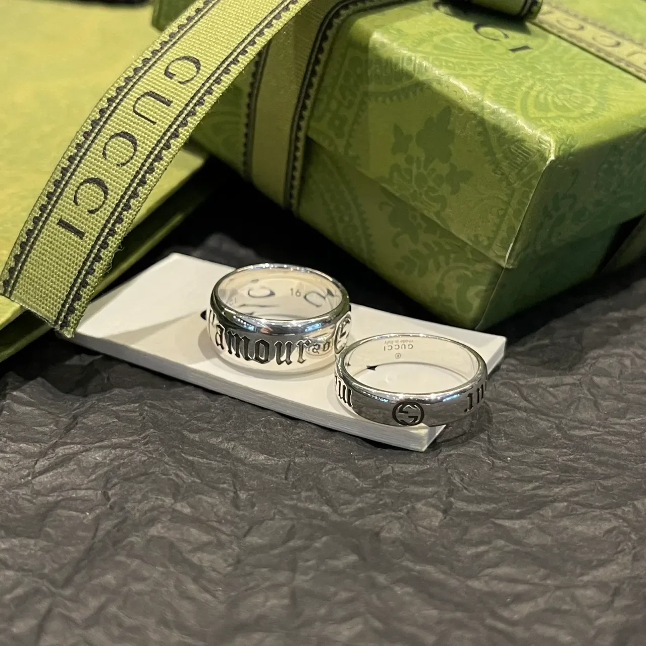 Gucci L'Amour Engraved Interlocking G Silver Rings 5