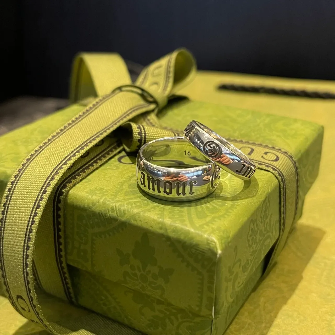 Gucci L'Amour Engraved Interlocking G Silver Rings 7