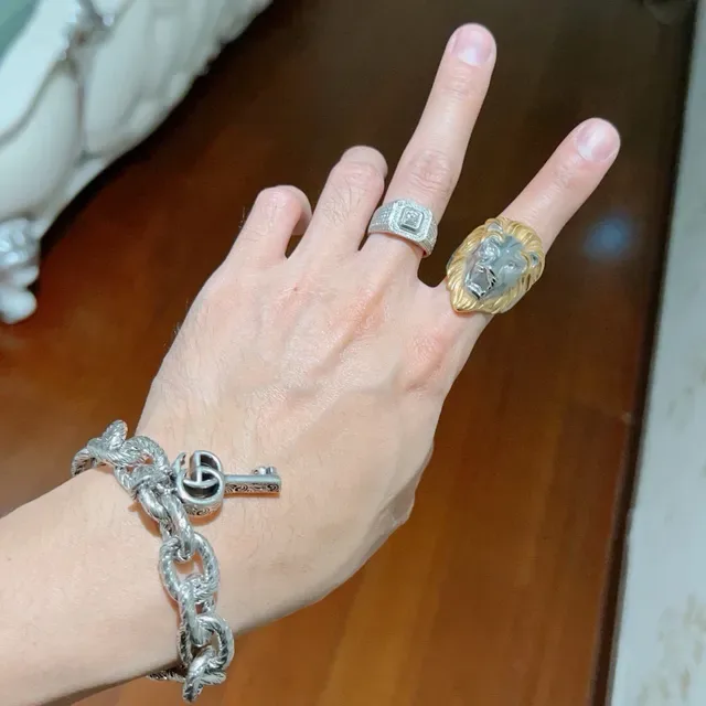 Gucci Lion Head Two-Tone Gold and Silver Ring 5