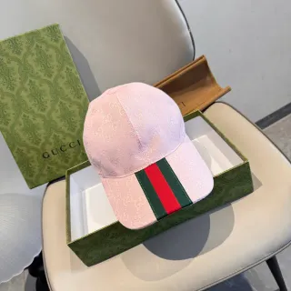 Gucci Monogram Jacquard গোলাপি ওয়েব স্ট্রাইপ বেসবল ক্যাপ