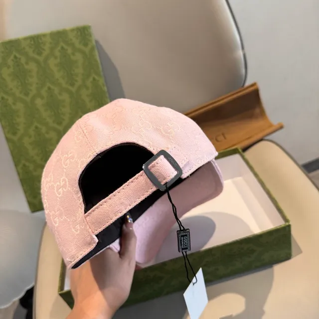 Gucci Monogram Jacquard Pink Web Stripe Baseball Cap 3