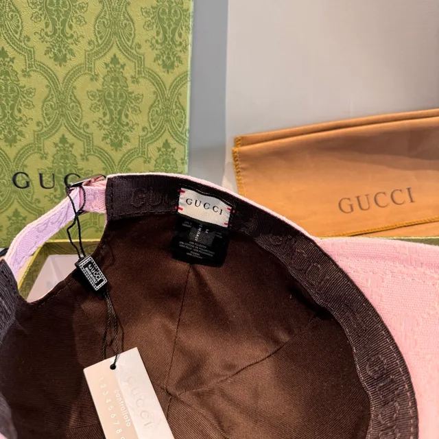 Gucci Monogram Jacquard Pink Web Stripe Baseball Cap 4