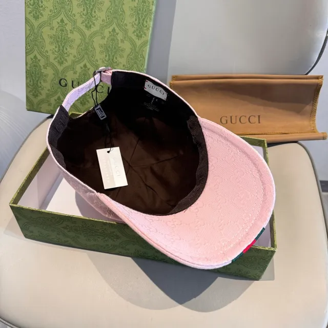 Gucci Monogram Jacquard Pink Web Stripe Baseball Cap 5
