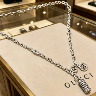 Gucci Multi-Pendant Silver Chain Necklace