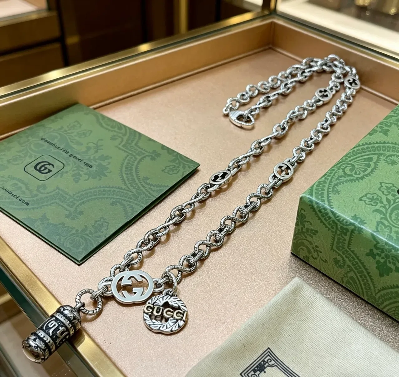 Gucci Multi-Pendant Silver Chain Necklace 3