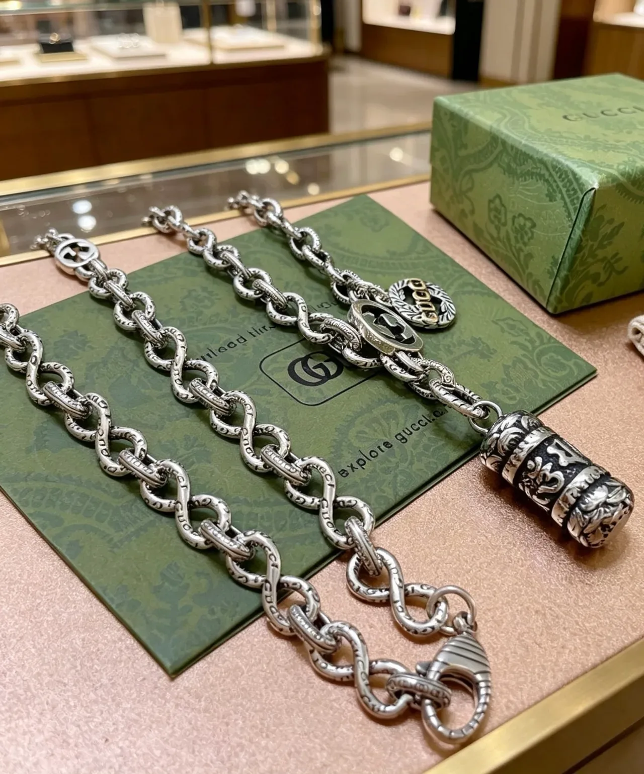 Gucci Multi-Pendant Silver Chain Necklace 6