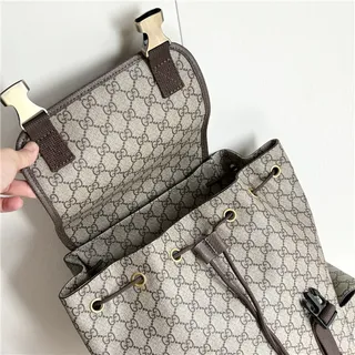 Gucci Ophidia बिज ब्राउन GG Monogram Canvas Web شرائط أكسنت كاجوال Backpack 4