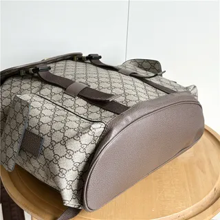 Gucci Ophidia बिज ब्राउन GG Monogram Canvas Web شرائط أكسنت كاجوال Backpack 6