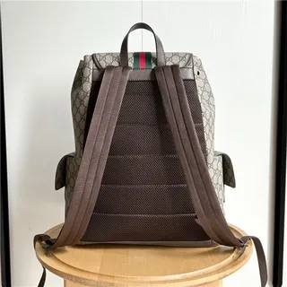 Gucci Ophidia बिज ब्राउन GG Monogram Canvas Web شرائط أكسنت كاجوال Backpack 7