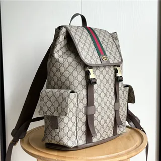 Gucci Ophidia बिज ब्राउन GG Monogram Canvas Web شرائط أكسنت كاجوال Backpack 9