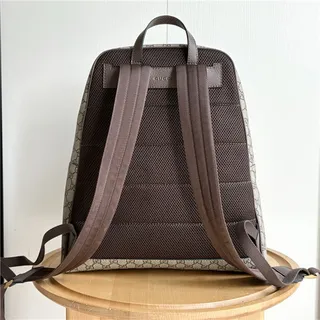 Gucci Ophidia Beige Green GG Monogram Canvas Web Stripe Accent Casual Backpack 8