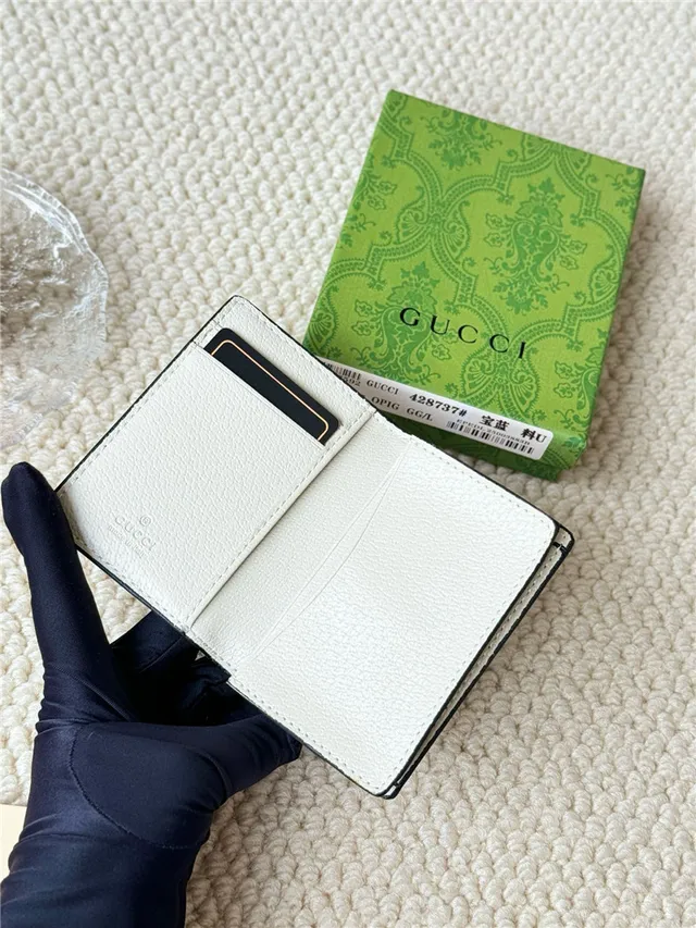 Gucci Ophidia Beige Leather Web Stripe Short Wallet 10