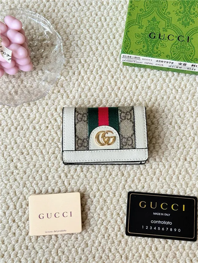 Gucci Ophidia Beige Leather Web Stripe Short Wallet 13