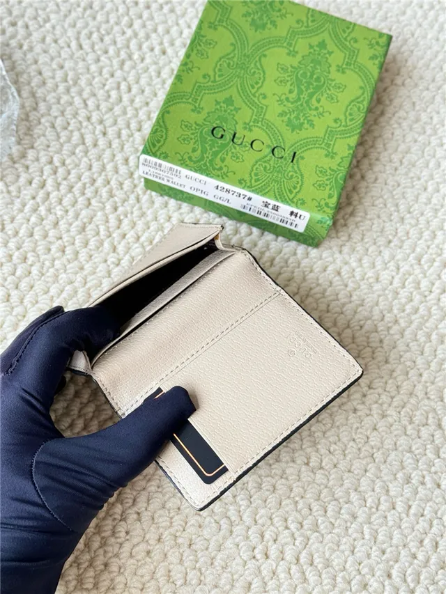 Gucci Ophidia Beige Leather Web Stripe Short Wallet 14
