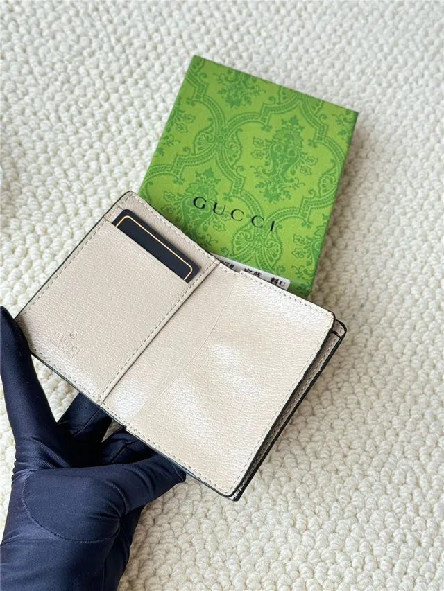 Gucci Ophidia Beige Leather Web Stripe Short Wallet 15