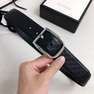 Gucci Ophidia Black Embossed GG Monogram Leather Belt