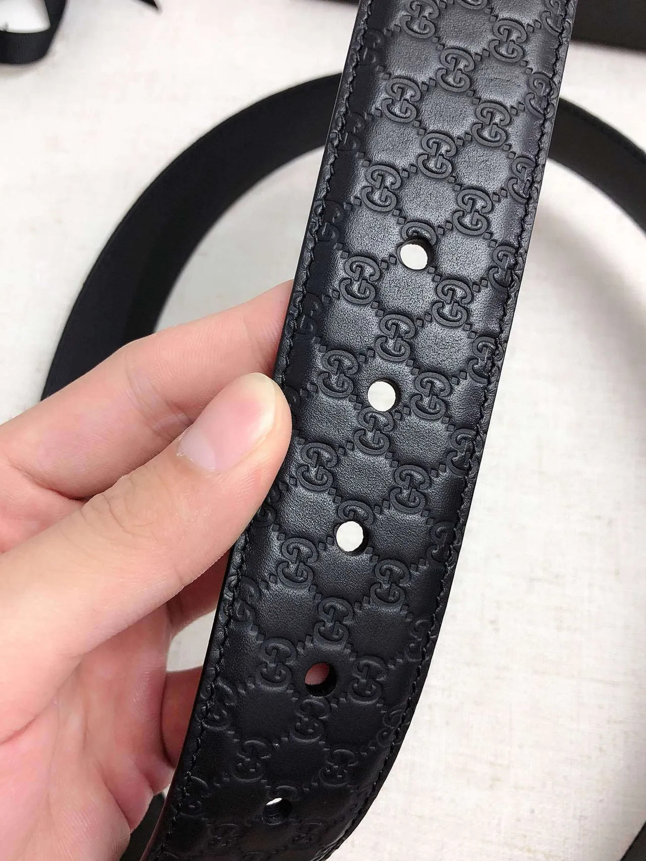 Gucci Ophidia Black Embossed GG Monogram Leather Belt 4