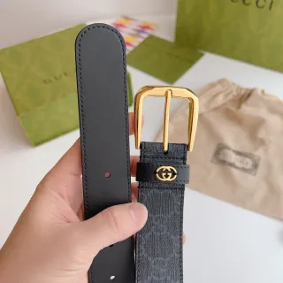 Gucci Ophidia Black GG Monogram Canvas Leather Belt