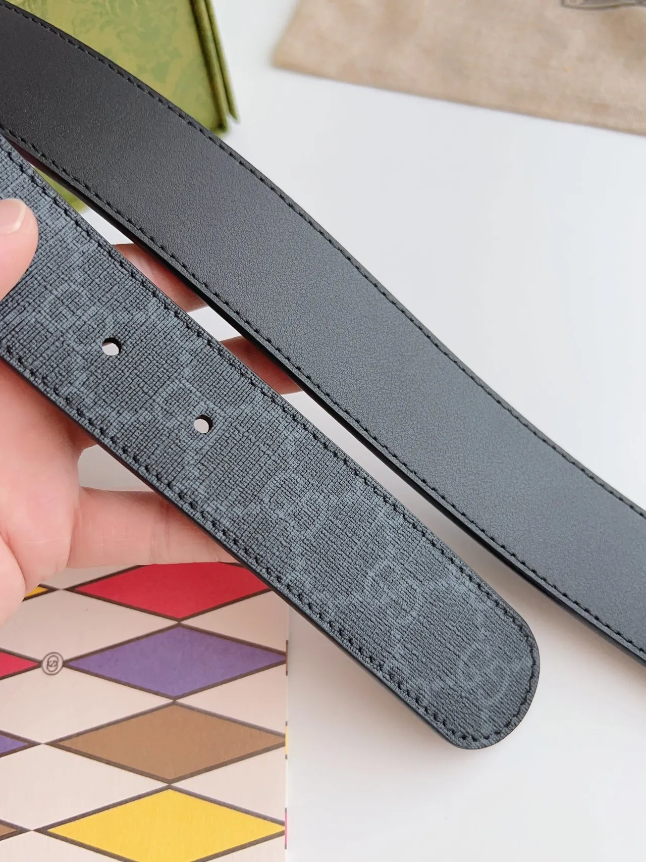 Gucci Ophidia Black GG Monogram Canvas Leather Belt 8