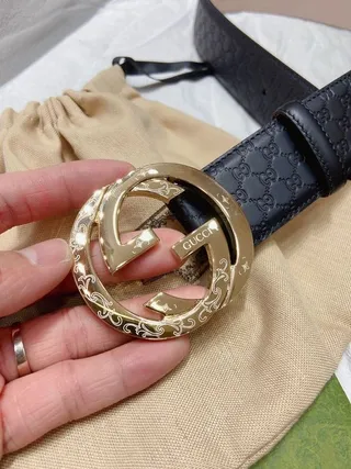Gucci Ophidia Black GG Monogram Leather Belt 4