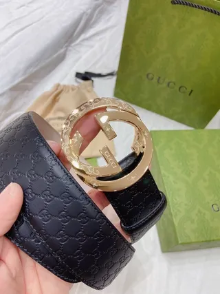 Gucci Ophidia Black GG Monogram Leather Belt 6