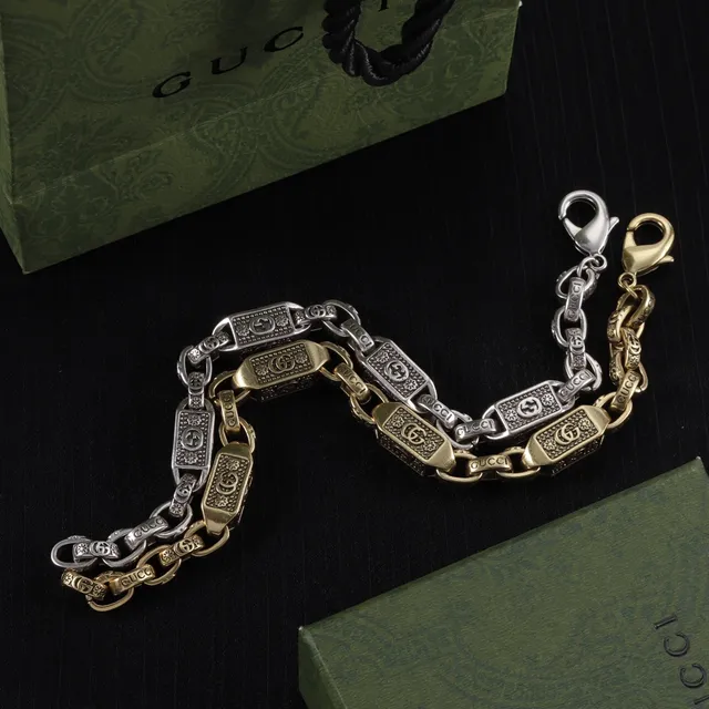 Gucci Ophidia Chain Bracelet Silver and Gold Tone Metal Bracelets 6