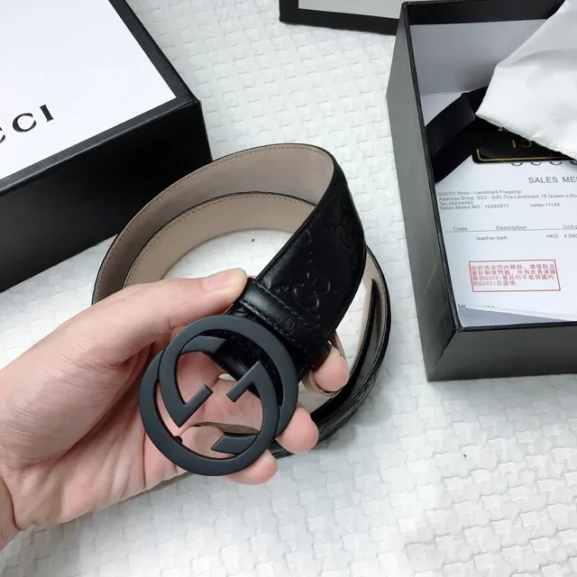 Gucci Ophidia Embossed GG Monogram Black Leather Belt 2