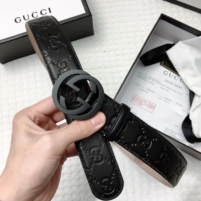 Gucci Ophidia Embossed GG Monogram Black Leather Belt 3