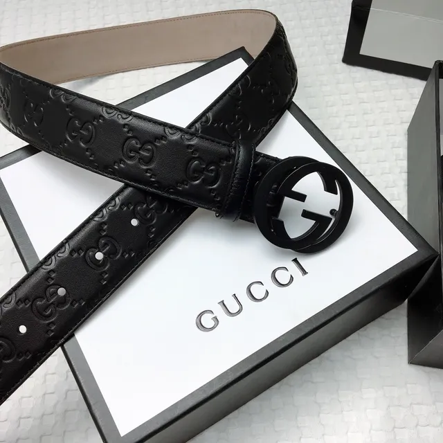 Gucci Ophidia Embossed GG Monogram Black Leather Belt 4