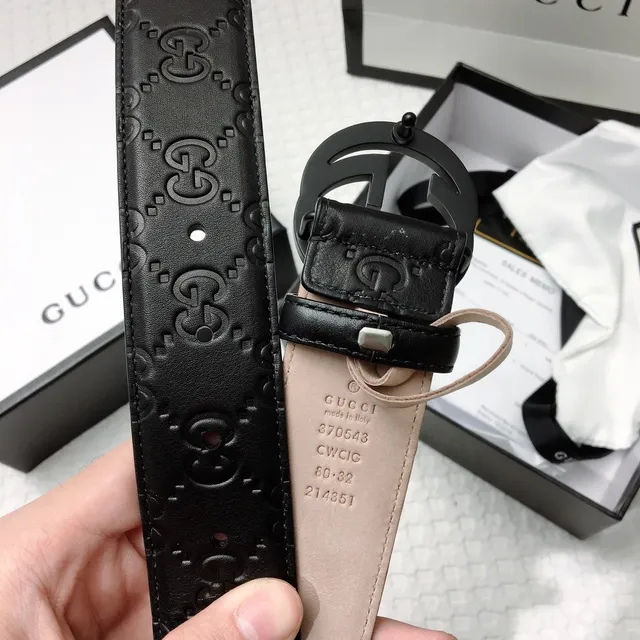Gucci Ophidia Embossed GG Monogram Black Leather Belt 5