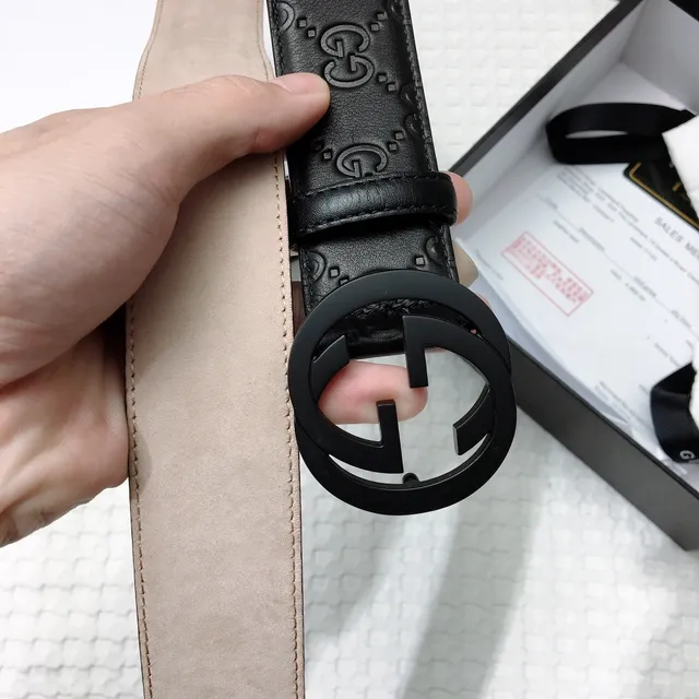 Gucci Ophidia Embossed GG Monogram Black Leather Belt 6