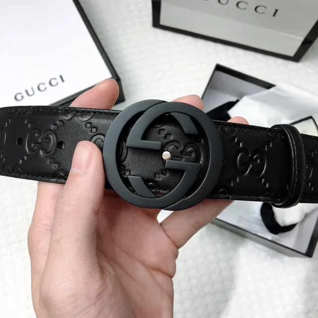 Gucci Ophidia Embossed GG Monogram Black Leather Belt 7