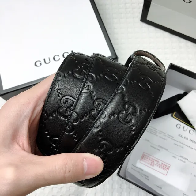 Gucci Ophidia Embossed GG Monogram Black Leather Belt 8