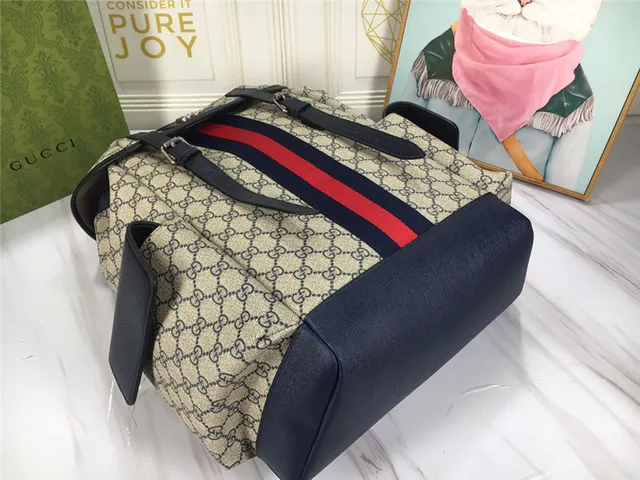 Gucci Ophidia GG Monogram Canvas Web Stripe Casual Backpack 23
