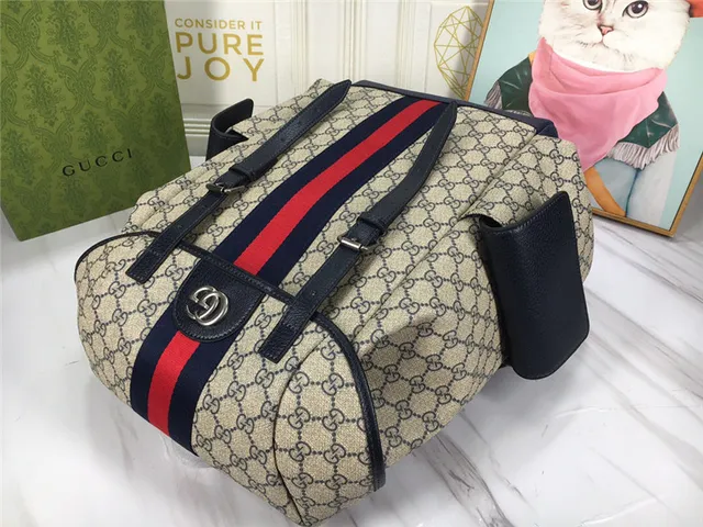 Gucci Ophidia GG Monogram Canvas Web Stripe Casual Backpack 24