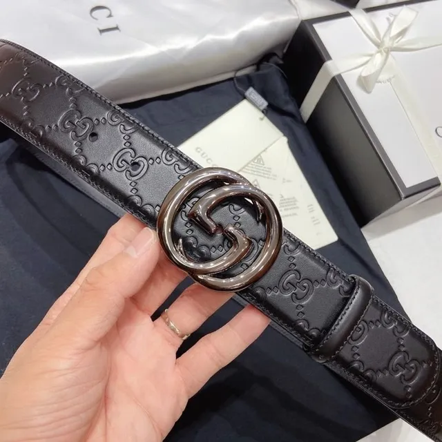 Gucci Ophidia Interlocking G Buckle Gray Leather Belt 2