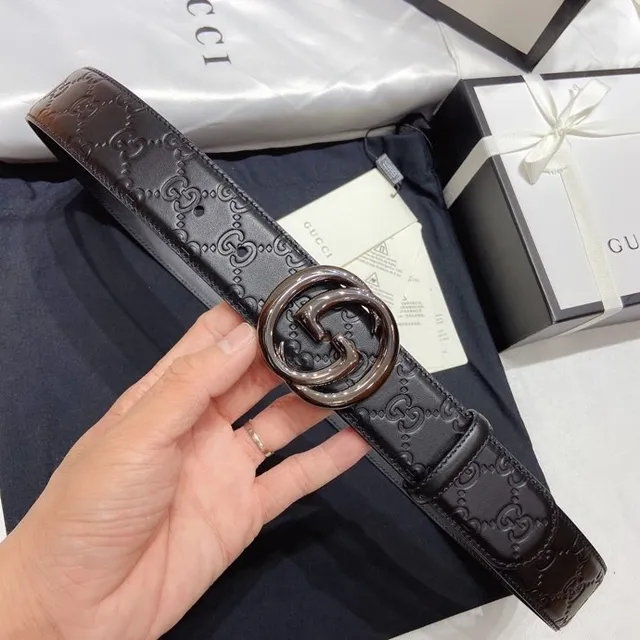 Gucci Ophidia Interlocking G Buckle Gray Leather Belt 3