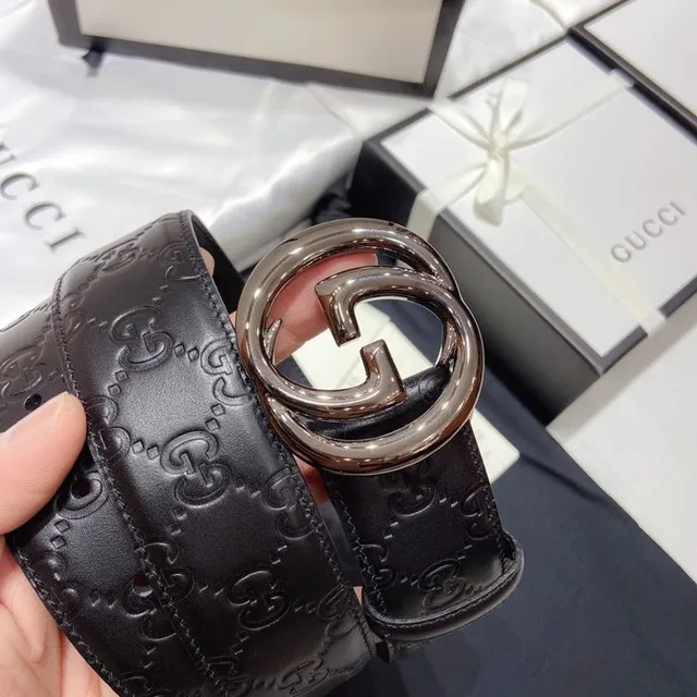 Gucci Ophidia Interlocking G Buckle Gray Leather Belt 4