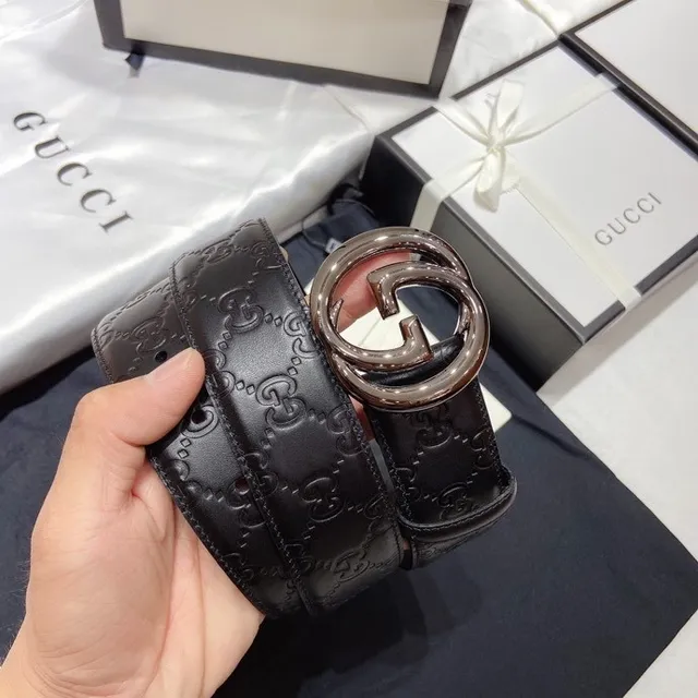 Gucci Ophidia Interlocking G Buckle Gray Leather Belt 5