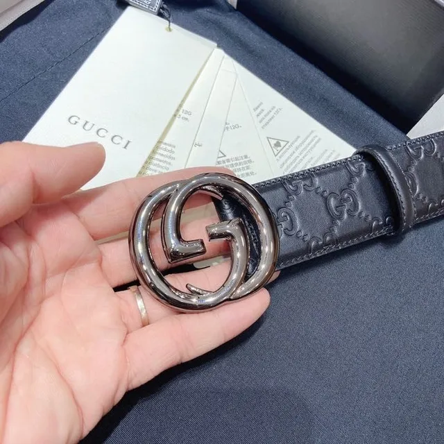 Gucci Ophidia Interlocking G Buckle Gray Leather Belt 6