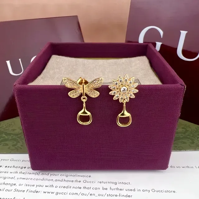 Gucci Pavé-Crystal Dragonfly and Daisy Stirrup Drop Earrings 7