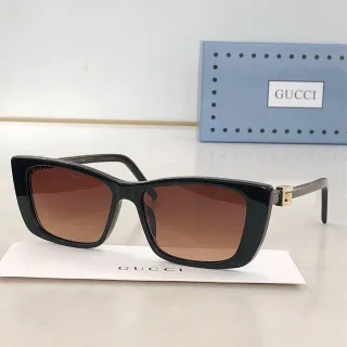 Gucci Rectangular Cat-Eye Black Acetate Brown Gradient Sunglasses