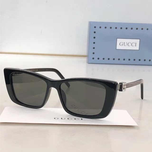 Gucci Rectangular Cat-Eye Black Acetate Brown Gradient Sunglasses 5