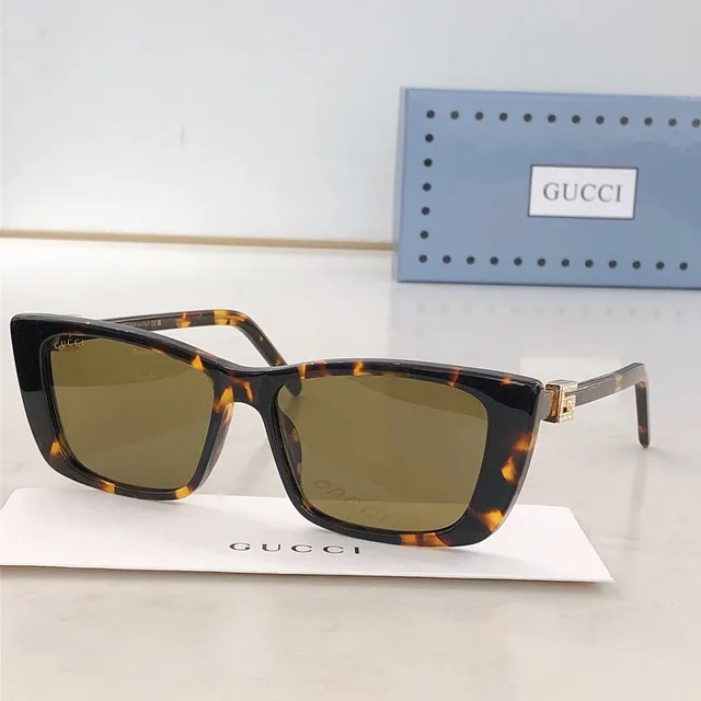 Gucci Rectangular Cat-Eye Black Acetate Brown Gradient Sunglasses 7