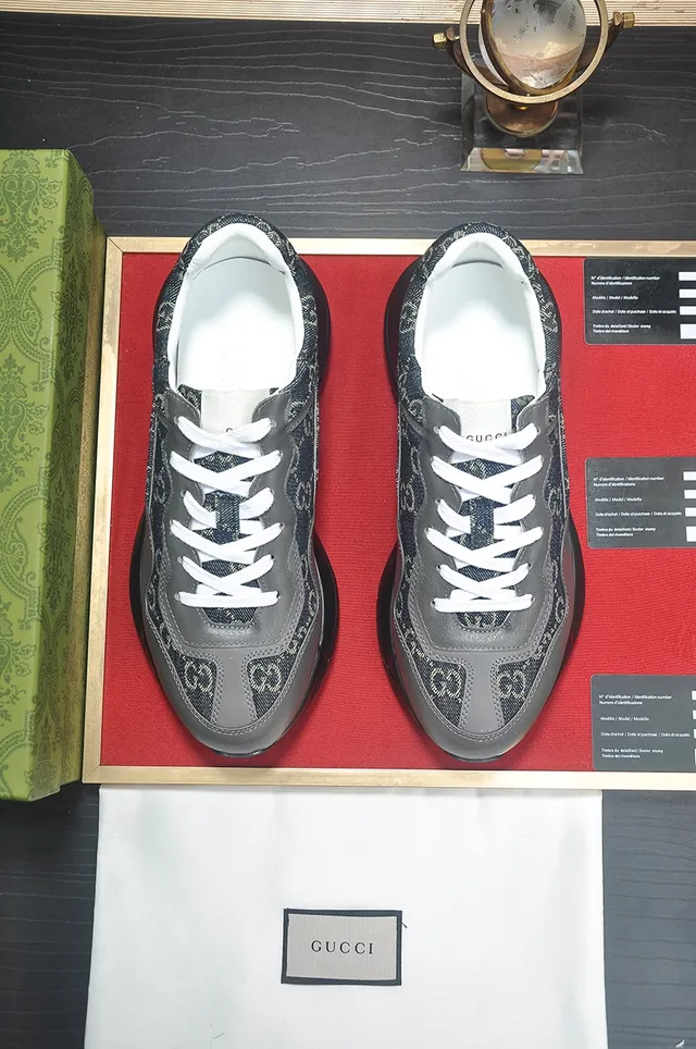 Gucci Rhyton Monogram Denim Black Chunky Sneakers 4